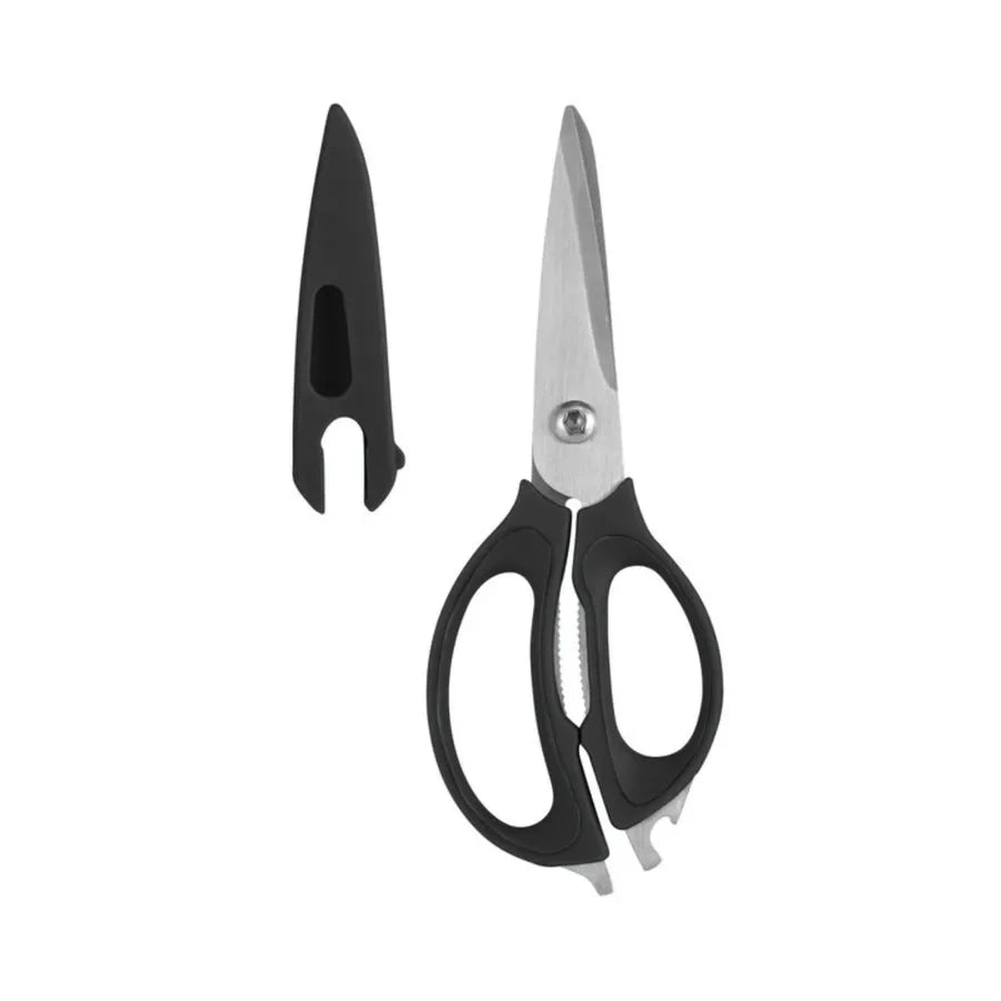4 in 1 Stainless Steel Scissors with Nonslip Handles in Black for Kitchen Gardening Craft and Office Use Durable Ergonomic and