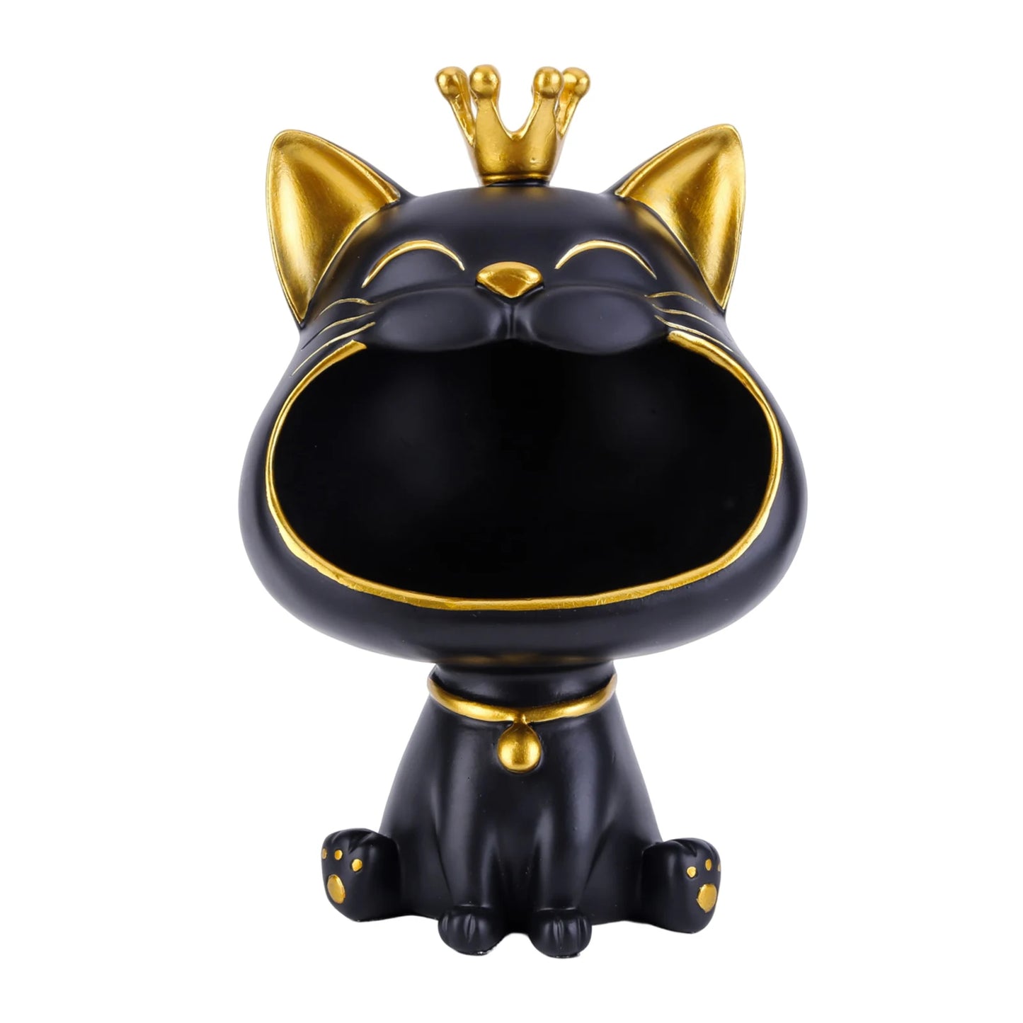 Lucky Cat Statue Decoration Resin Big Mouths Cat Statue Creative Small Items Container Cute Desktop Storage Accessories