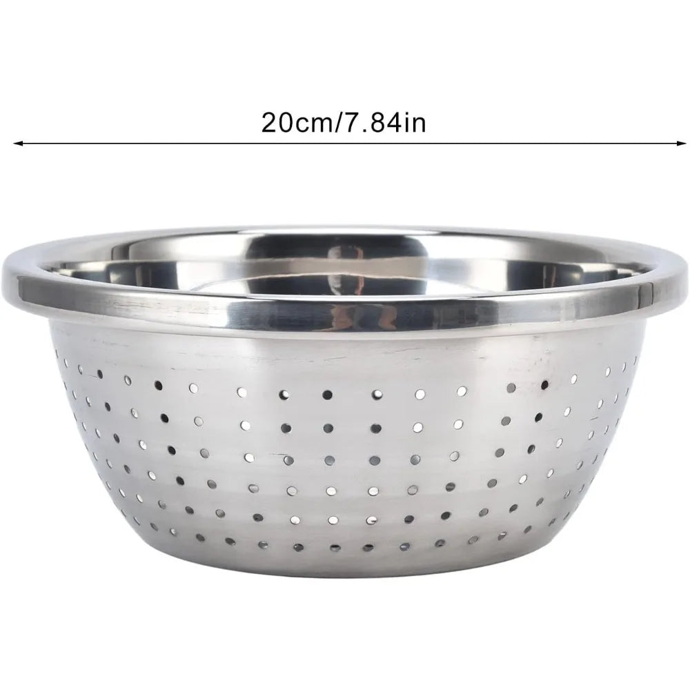 Stainless Steel Colander, Vegetable Washing Basket proof Multifunction Food Strainer Bowl for Kitchen, Vegetable Slicer Grater S