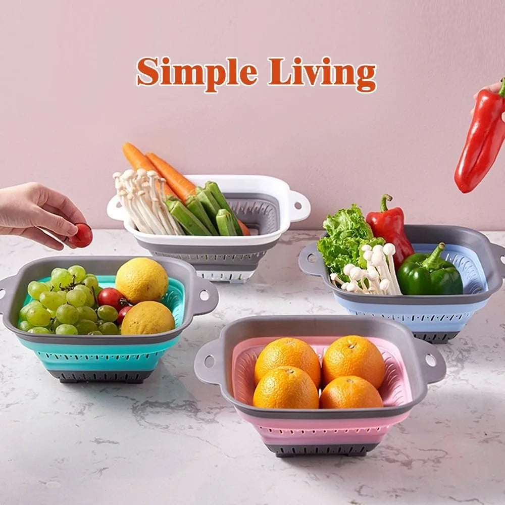 3 Pcs Collapsible Colander and Strainer,Silicone Strainer Colanders & Food Strainers,for Vegetable and Fruit, Kitchen Essential