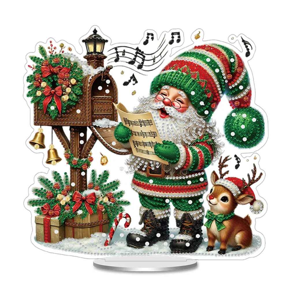 Christmas Special Shaped Desktop Diamond Art Kits Acrylic Diamond Painting Desktop Ornaments Kit for Home Office Desktop Decor