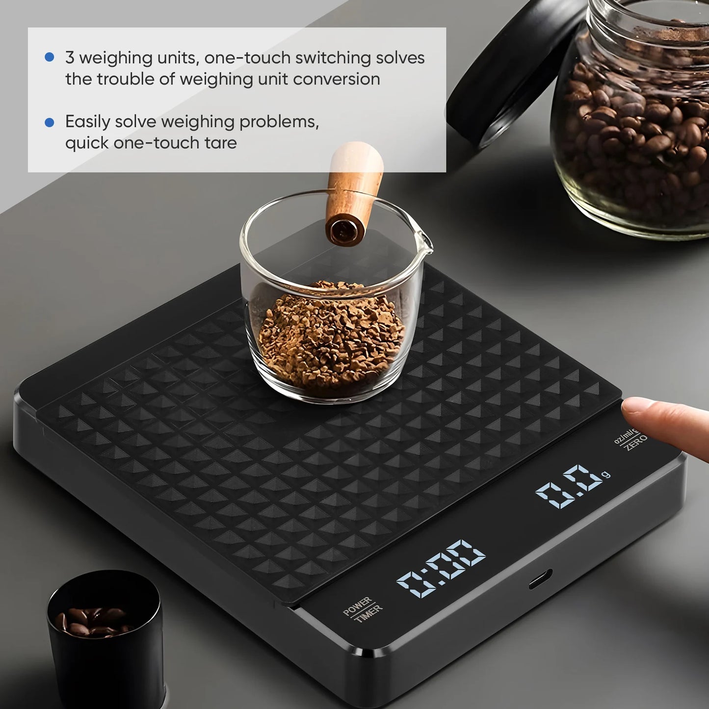 Kitchen Coffee Scale With Timer Rechargeable Digital Scale 0.1g High Precision 3 Modes Drip Espresso Scale Barista Gift