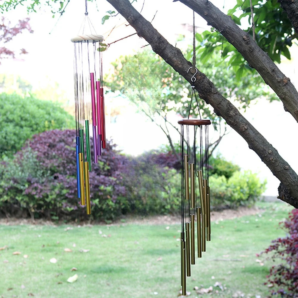 Outdoor Garden Wind Chime 12 Hollow Metal Tubes Hanging Metal Pipe Wind Chimes Bells Balcony Outdoor Yard Garden Home Decoration