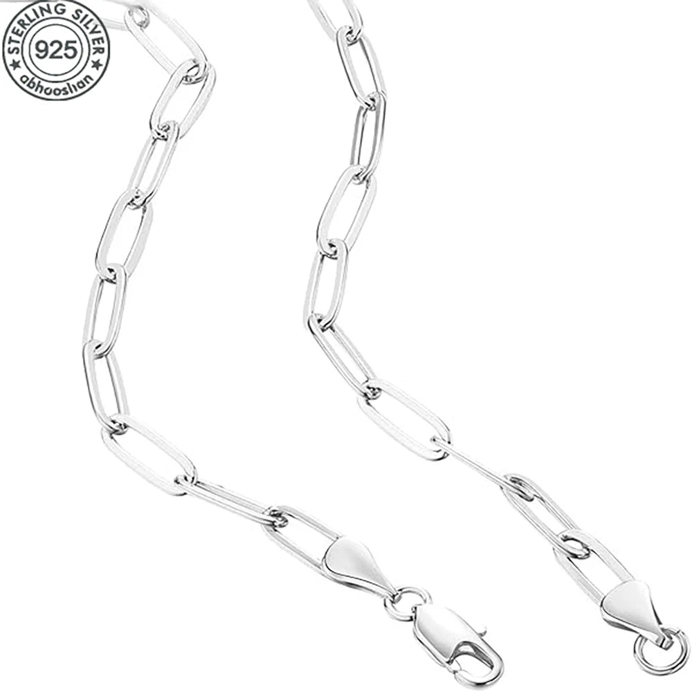 New 925 Sterling Silver Paperclip Neck Chain Basic Link Chain Necklace for Men Women Fine Jewelry Party Gifts Ships from USA
