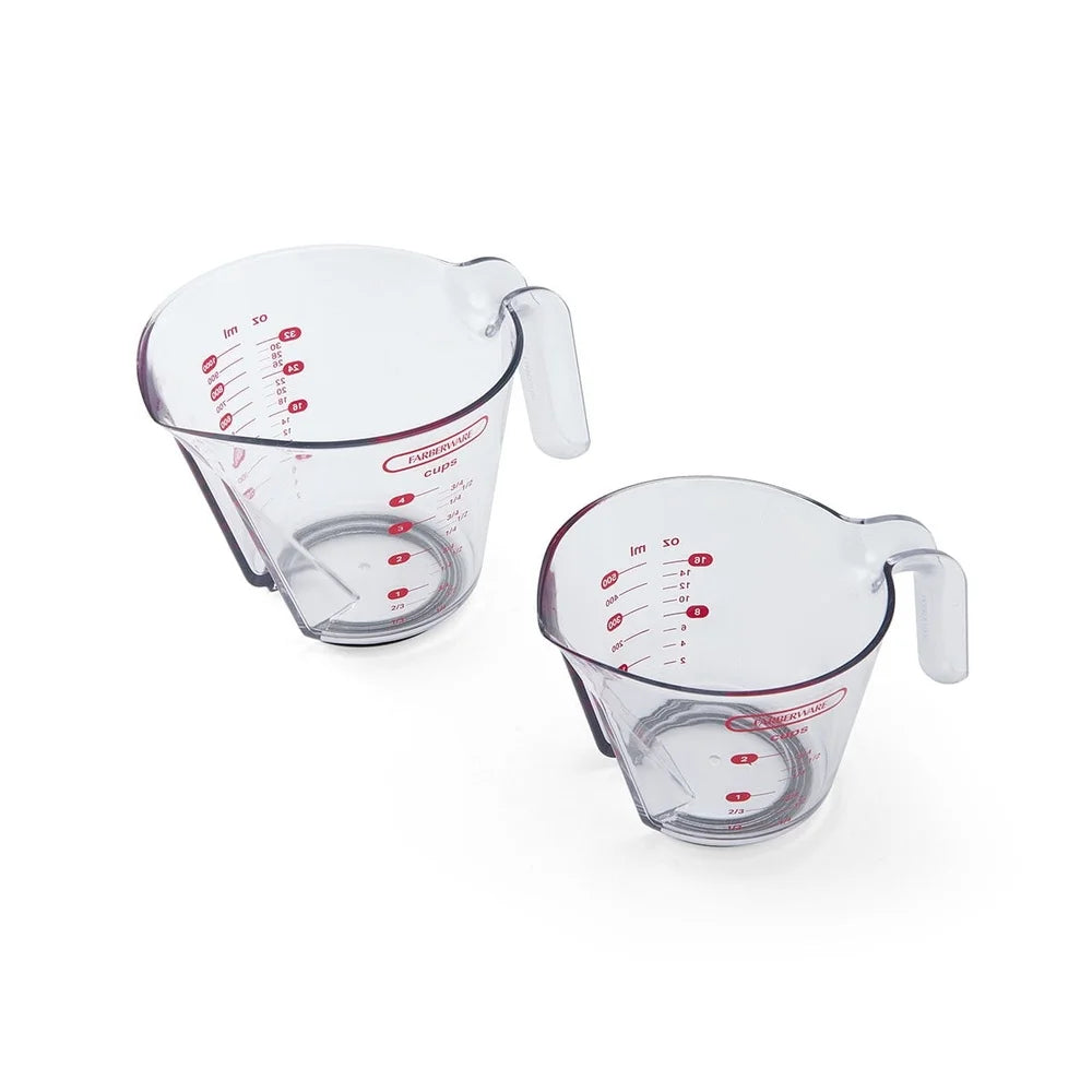 Professional Set of 2 Nesting Measuring Cups Easy Read Design Dishwasher Safe Space Saving Versatile Liquid Measuring Kitchen