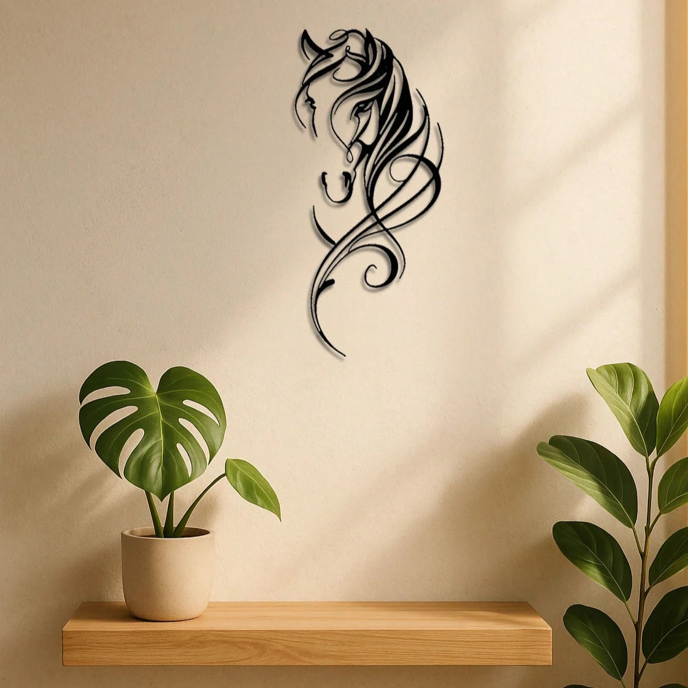 Modern Abstract Horse Metal Wall Sculpture – Industrial Decor – Halloween, Christmas Gift