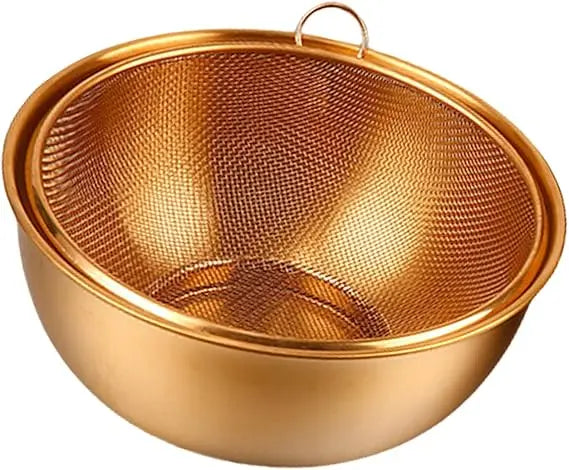 Stainless Steel Colander With Mixing Bowl Set Rusts Washer Strainer For Washing Pastas Vegetables And Fruits