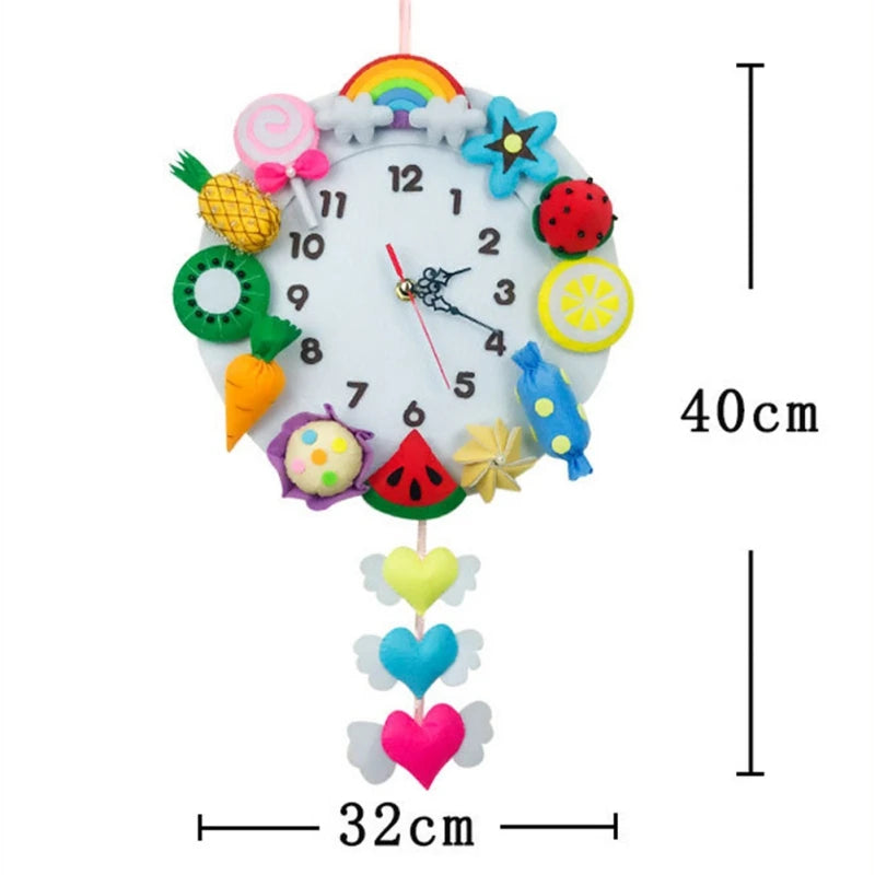 DIY Handmade Felt Making Tools Child Toys Wall Clock Cute Marine Clock For Kindergarten Home Bedroom Kitchen Decoration