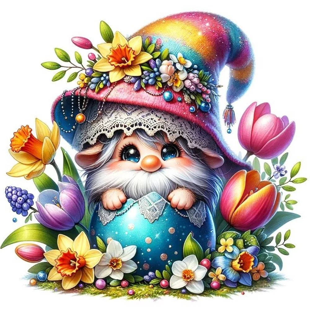 30*30CM 5D DIY Full Round Drill Diamond Painting Easter Gnome Egg Kit Home Decoration Art Craft Mosaic Painting