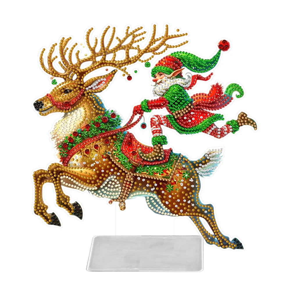 Acrylic Christmas Special Shape Merry-go-round Rhinestones Desktop Ornaments Diamond Painting Desktop Decors for Adults Beginner