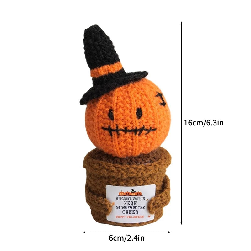Halloween Pumpkins Crochet Punpkin Ghost Sunflower Desktop Ornament Decoration Halloweren Gift Potted Plant Summerween