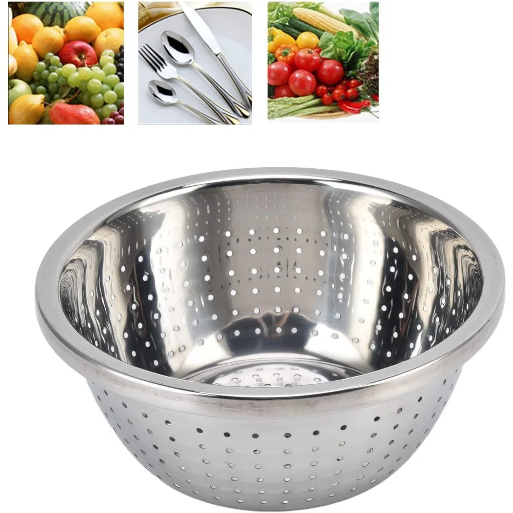 Stainless Steel Colander, Vegetable Washing Basket proof Multifunction Food Strainer Bowl for Kitchen, Vegetable Slicer Grater S