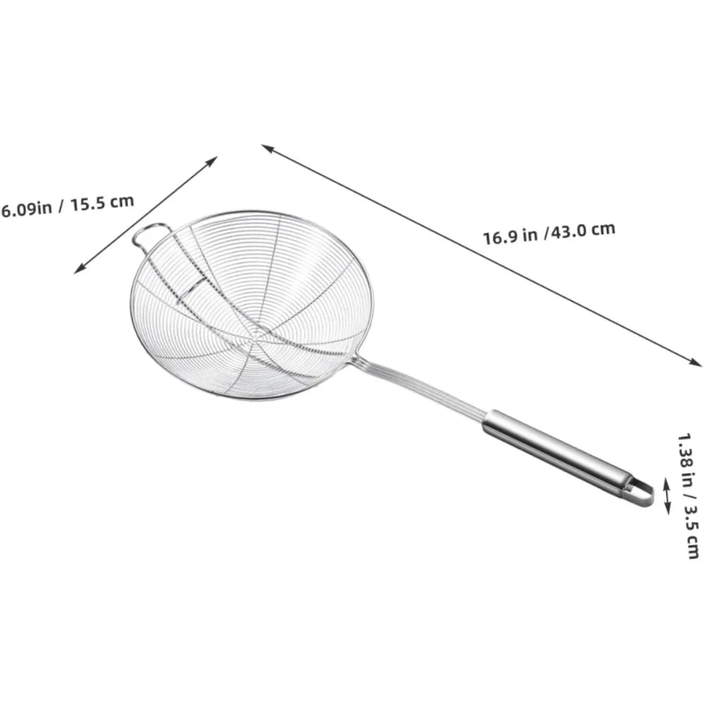 Large Stainless Steel Slotted Spoon with Hook Multi-Purpose Kitchen Strainer for Pasta and Fried Foods for Cooking and Frying