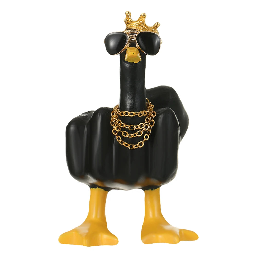 Middle Finger Duck Decorative Figurine Resin Tabletop Duck Ornament 7.5cm Funny Duck Statue for Home Garden Desk Decoration