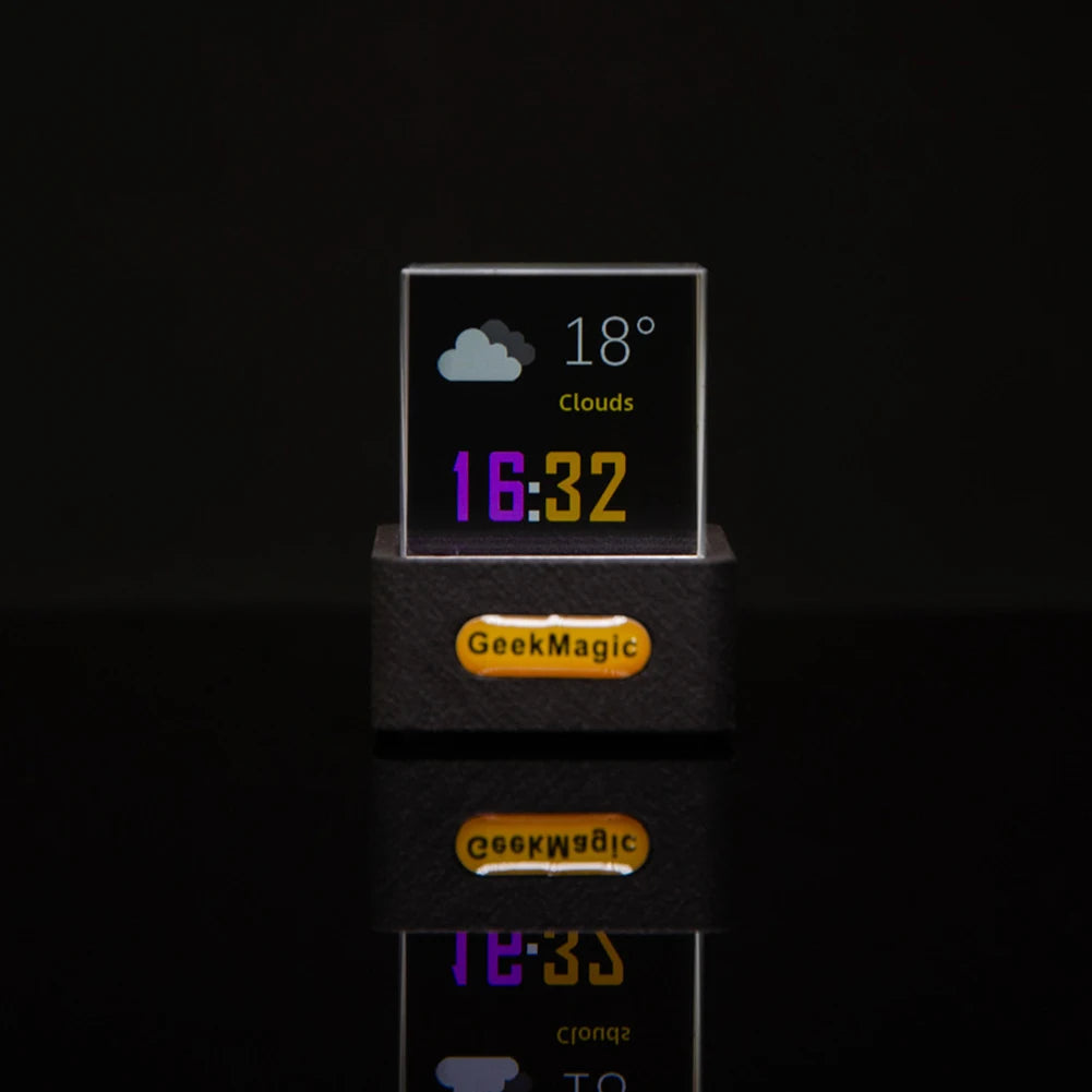 Crystal Cube Photo Display Holographic Desktop Smart Weather Station Digital Clock with GIF Animations Album