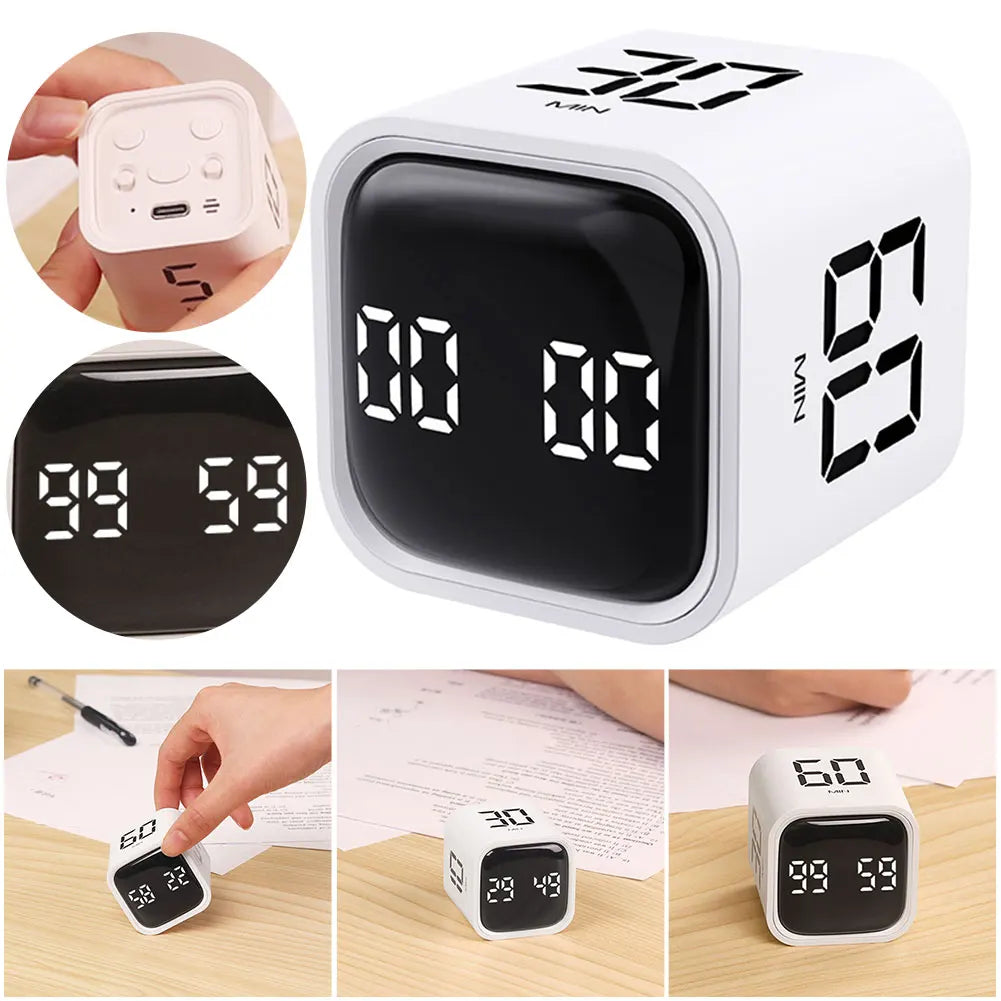 Productivity Cube Timer 5/10/30/60 Minutes and Custom Countdown Mini Digital Timer Countdown Timer for Tasks Work Study Kitchen
