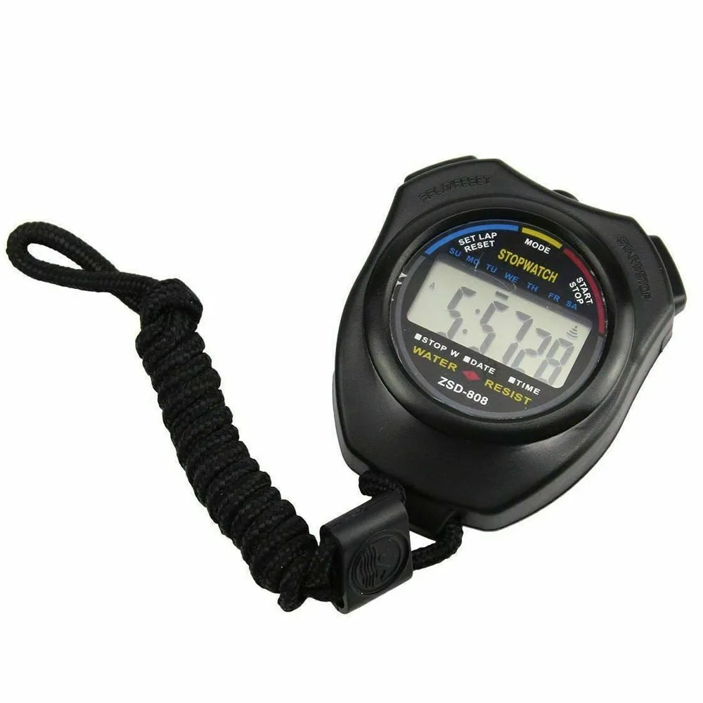 Portable Waterproof Chronometer Handheld Stopwatch Digital Sport Stopwatch LCD Timer Stop Watch Timer Tool Black