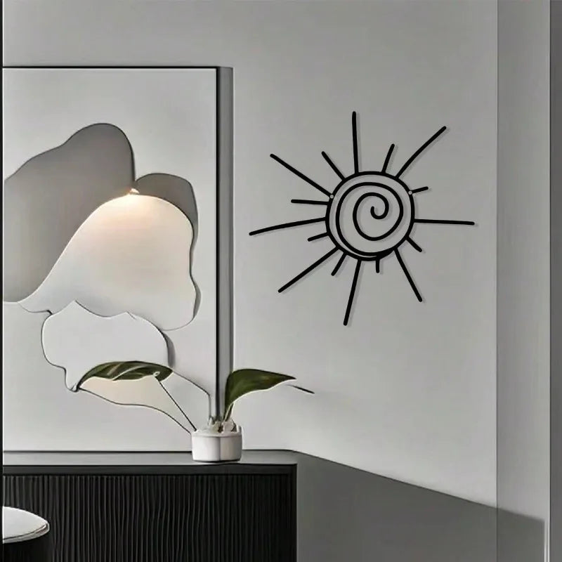 Handmade Bohemian Sun Burst Metal Wall Art - Exquisite Transverse Sunburst Hanging, Beach-Inspired Indoor/Outdoor Decor