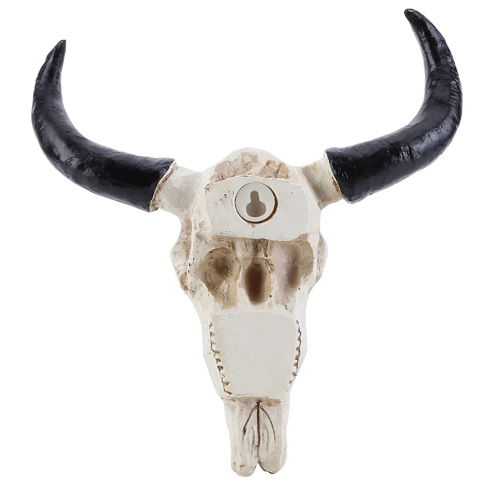 Longhorn Cow Skull Head Ornament Wall Hanging Animal Wildlife Sculpture Figurines Crafts Realistic for Home Halloween Decor