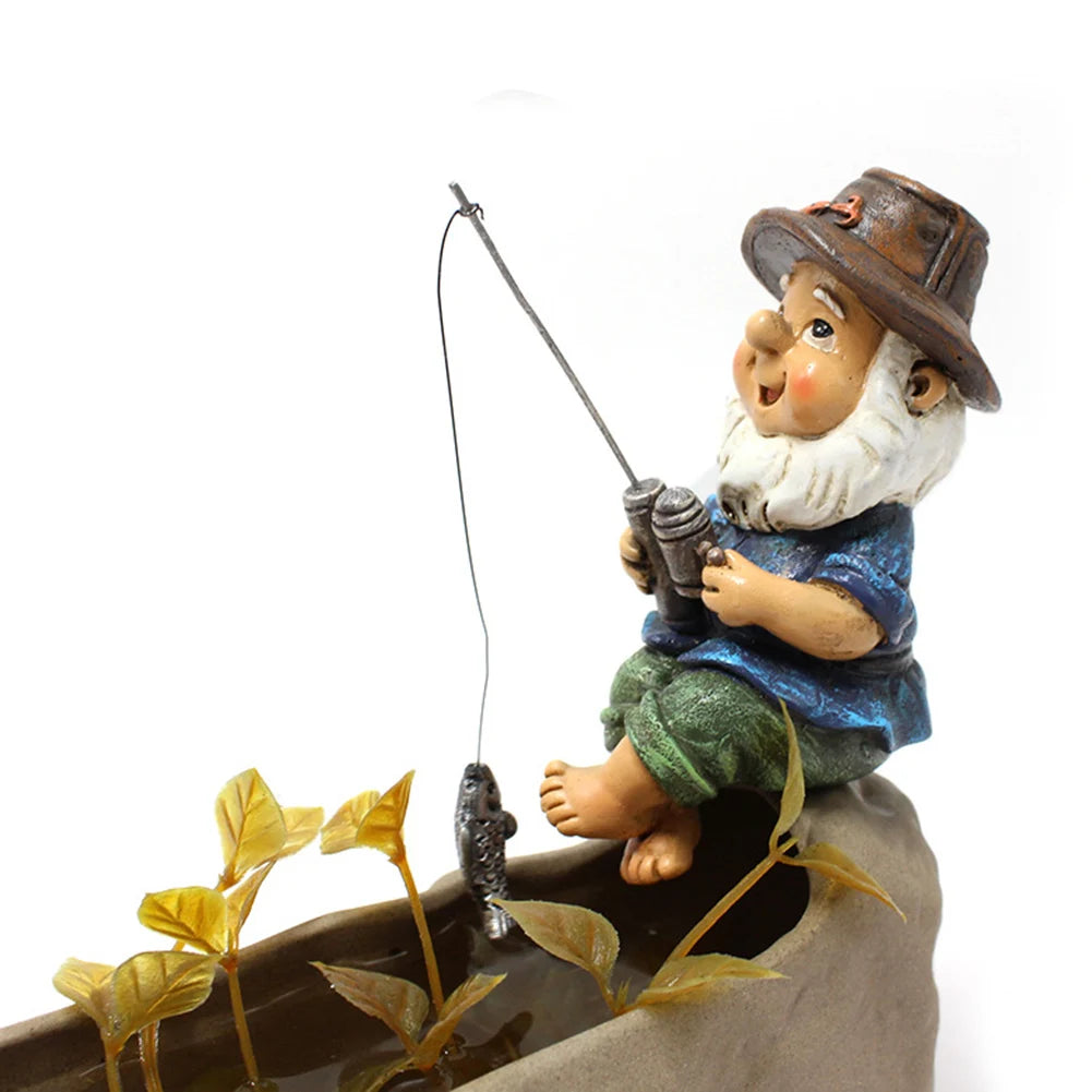 Creative Fishing Gnome Waterproof Fishing Dwarf Elf Figurines Sun Protection Ingenious Design for Outdoor Home Garden Yard Decor