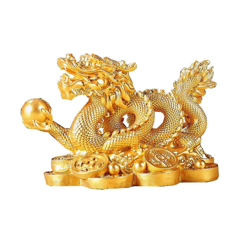 2024 Chinese Dragon Figurines Resin Dragon Figurine Ornament Attract Wealth Auspicious Dragon Statuette Desktop Decoration