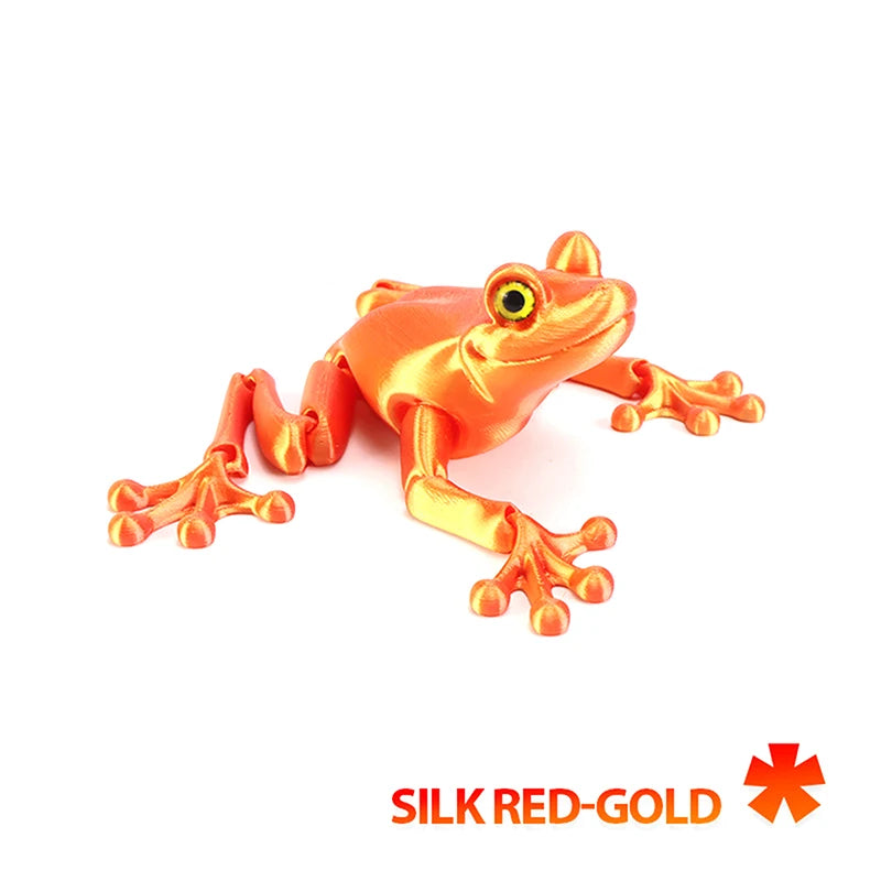 1 Piece Kids Gift 3D Printed Mini Cute Frog Figure Multi-joint Movable With Glittering Eyes For Room Decoration DIY Accessories