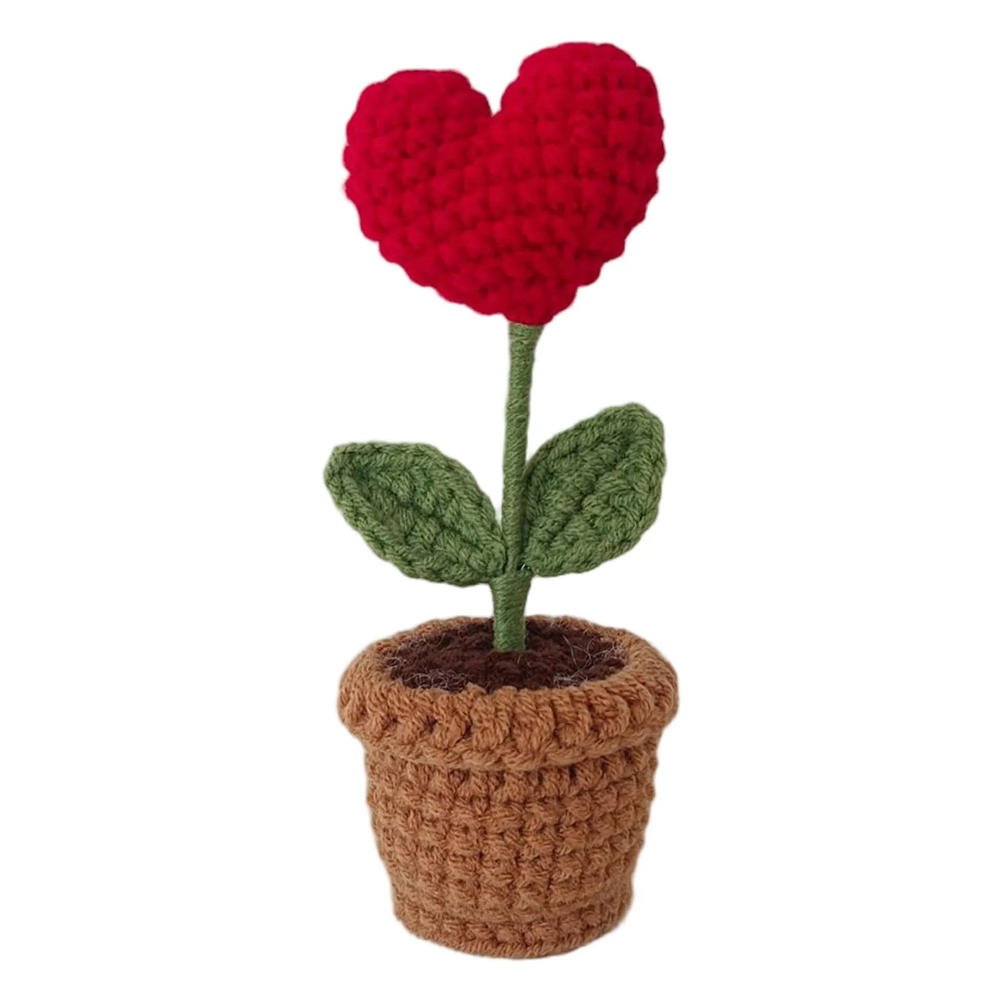 New Hand Knitting Potted Plants Handwoven Rose Sunflower Tulip Crochet Flower Bouquet Potted Ornament Table Home Room Decoration