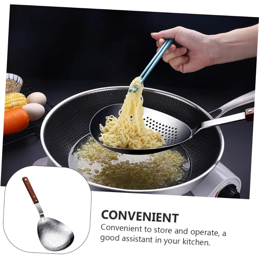 Stainless Steel Frying Spoon Pepper Spoon Colander Strainer Food Serving Tool Hot Pot Skimmer Heat-resistant Easy to Store