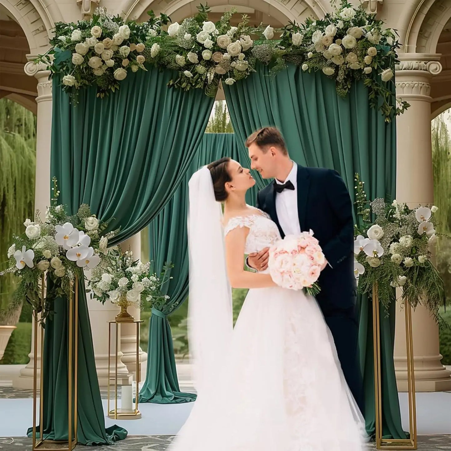 20ft x 10ft Curtains Dark Green Backdrop Curtains for Parties Wedding Stage Curtains Rod Pocket Sliding Drapes Backdrop Curtain