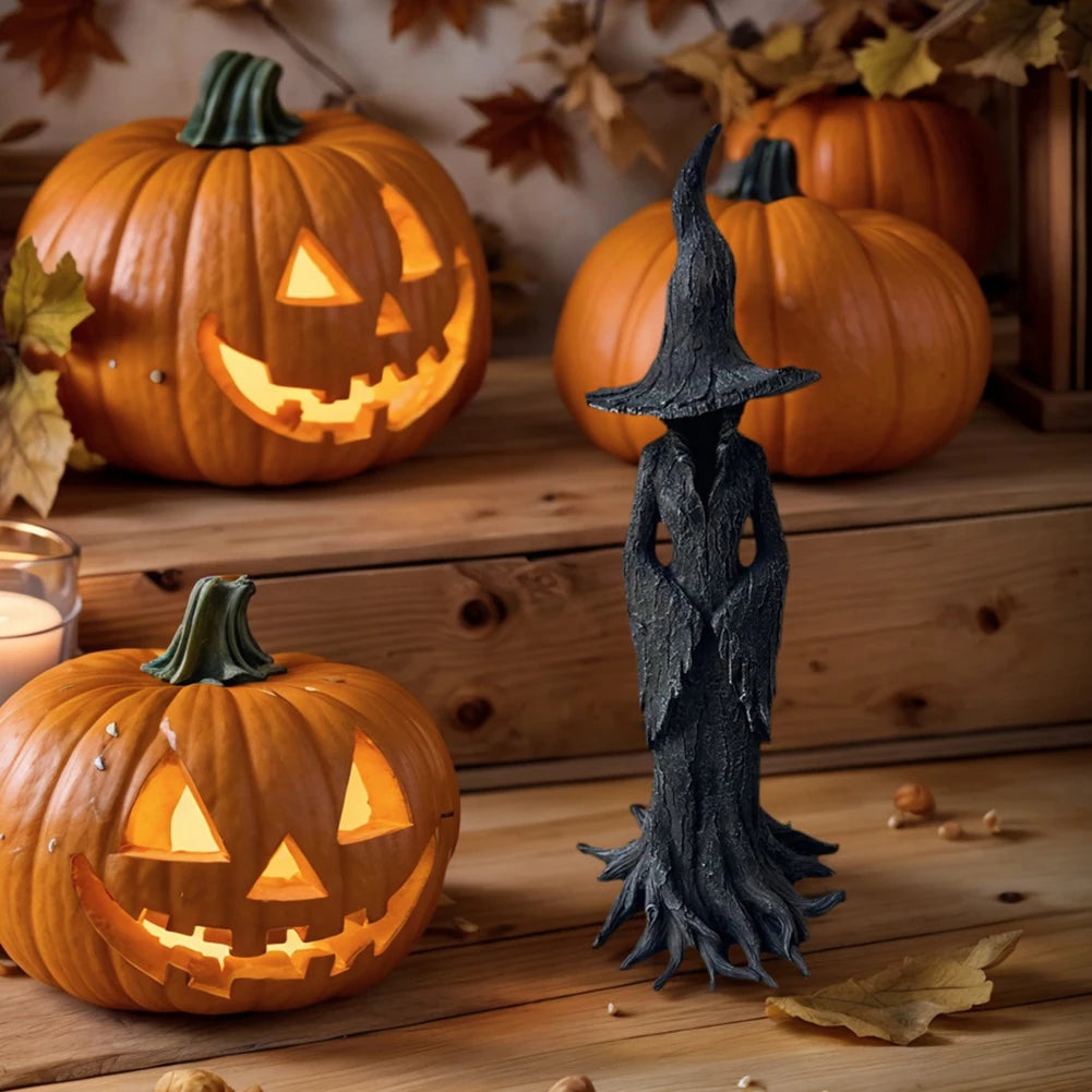 Enchanting Witch Statue 30CM Resin Halloween Home Desktop Statue Ornament Retro Gothic Indoor Figurine Halloween