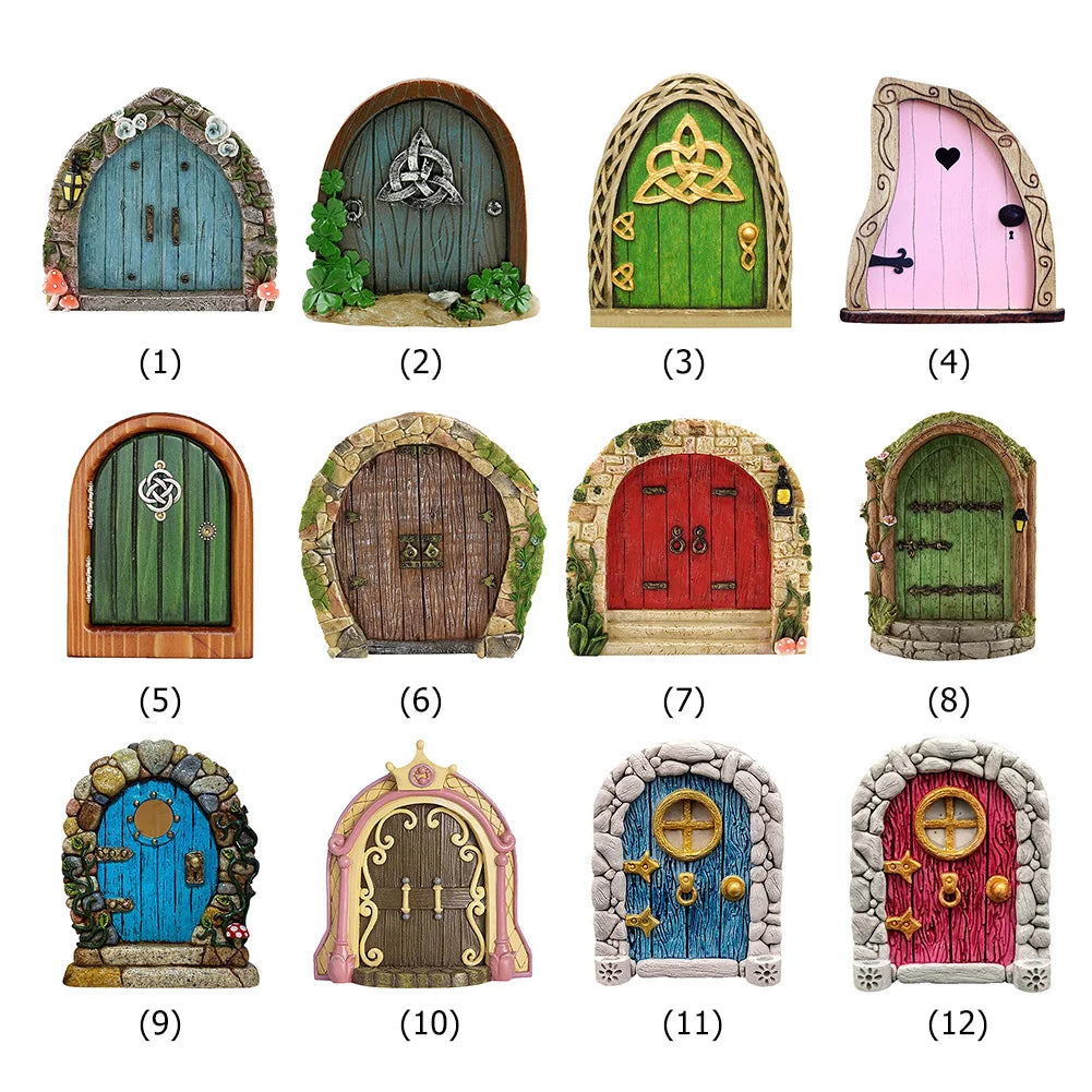 Miniature Fairy Door Wooden Elf Door Ornament Creative Dollhouse Fairy Door for Trees Garden Decor