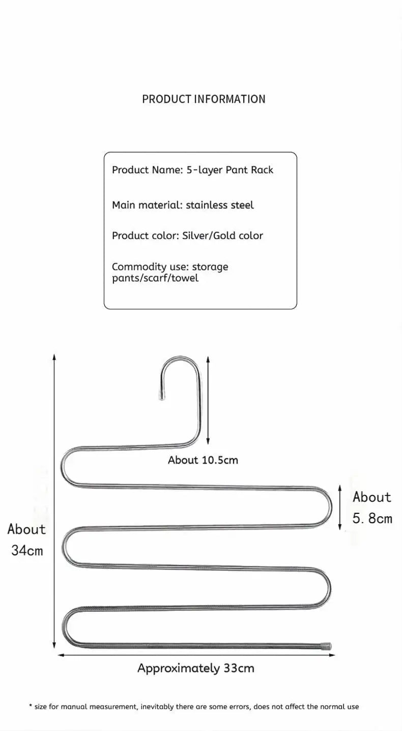5 Layers Multi-functional Clothes Hangers Non-slip Pant Storage Rack Cloth Rack with Multiple Functions for Hanging and Storage