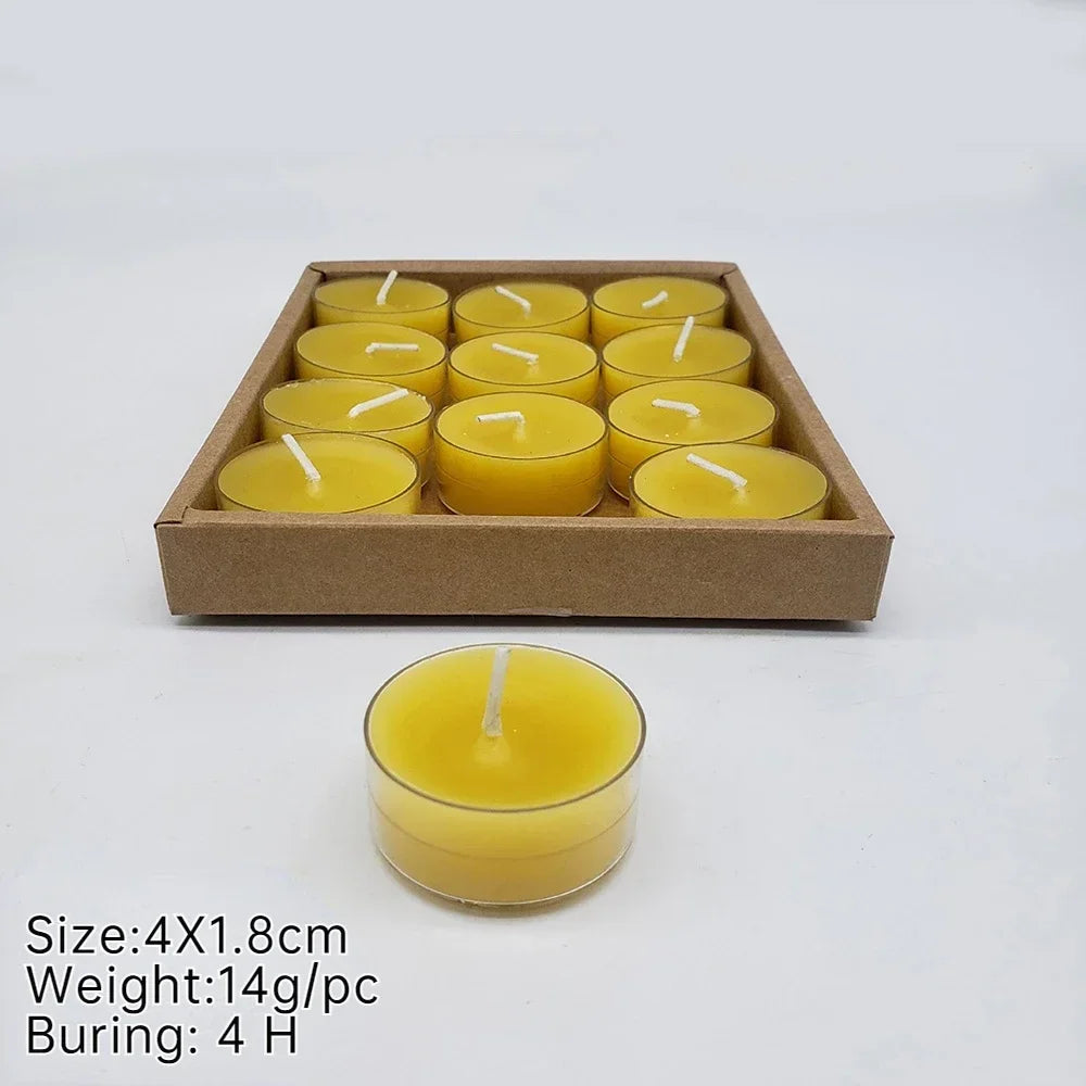 6/12Pack Beeswax Honey Candles for Ritual Tealight Candles Church Prayer Religous Prayer Candles Wholesale Decor Party Birthday