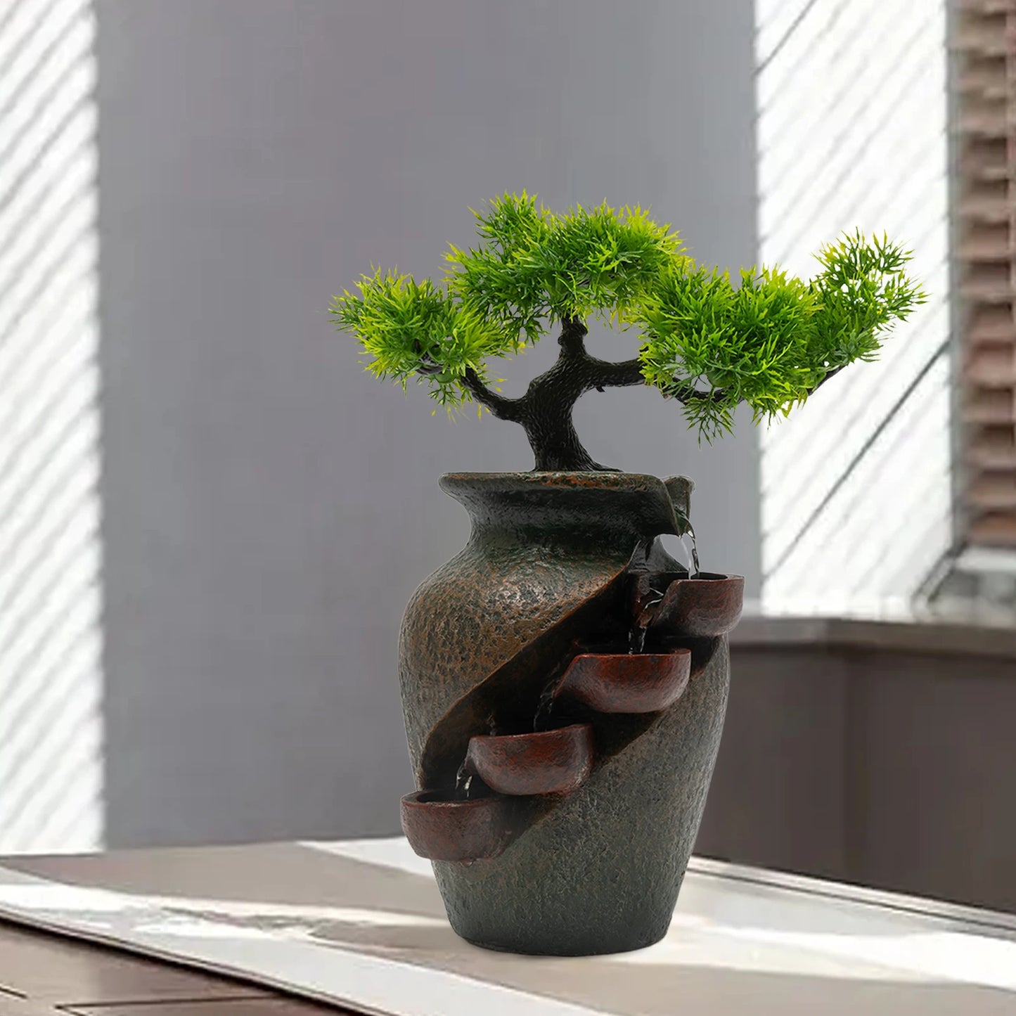 Mini Waterfall Tabletop Fountain, Indoor Relaxation Water Feature, Tabletop Fountains for Home Decoration