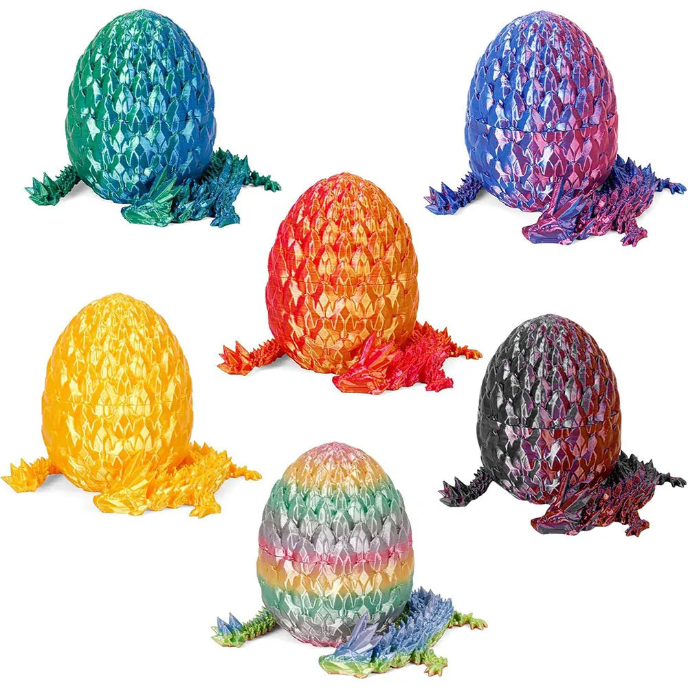6Pcs 3D Printed Dragon Egg Relief Anxiety Dragon Fidget Toy 3D Printed Articulated Dragon Home Office Decor Toys for Kids Gifts