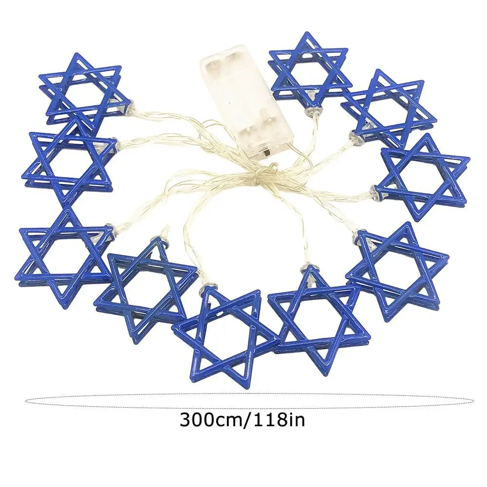 Hanukkah String Lights 9.84ft Chanukah Lights Decorations 20LEDs Chanukah Decor Battery Operated Blue Hanukkah Lights For Window