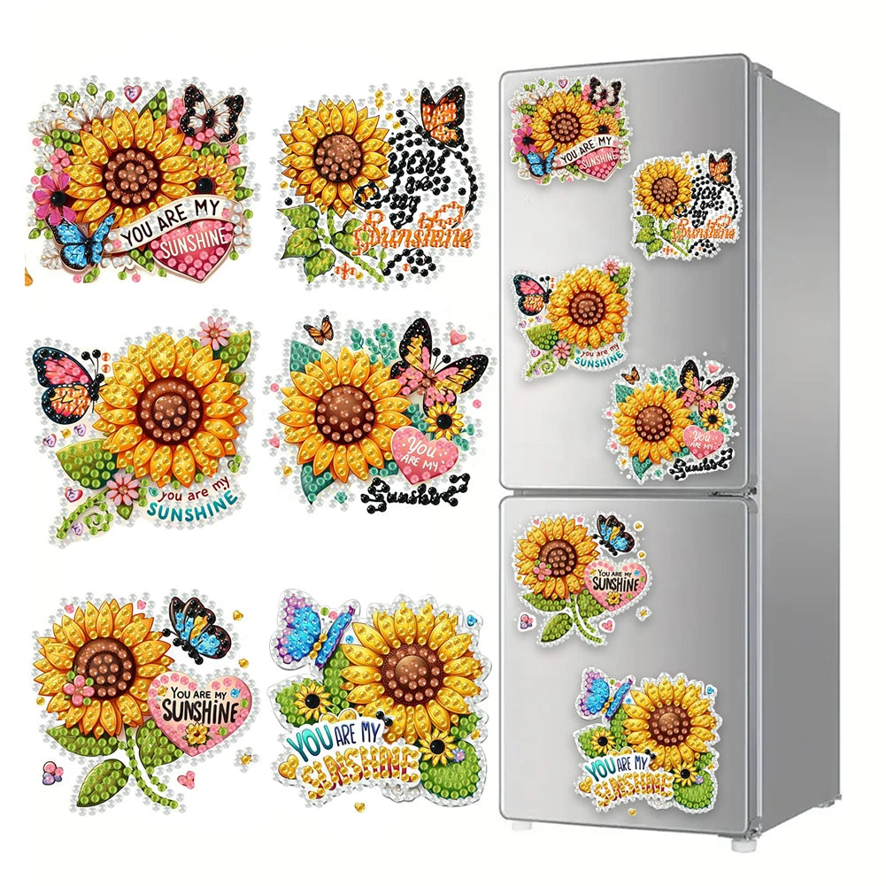 6Pcs Acrylic Beach Diamond Painting Refrigerator Magnet Diamond Painting Fridge Magnet DIY Fridge Stickers for Car Mailbox Decor