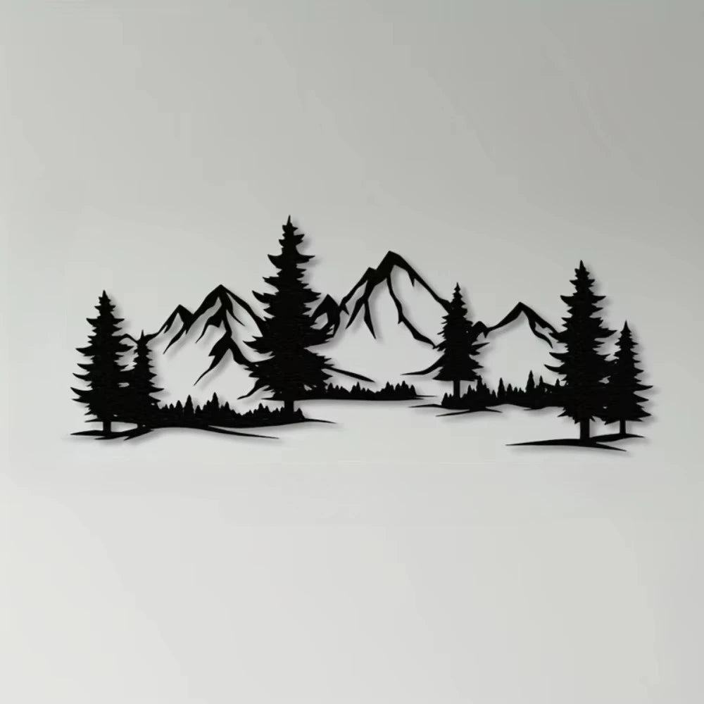1PC Mountain & Forest Metal Wall Sculpture – Modern Farmhouse Decor – Halloween, Christmas Gift