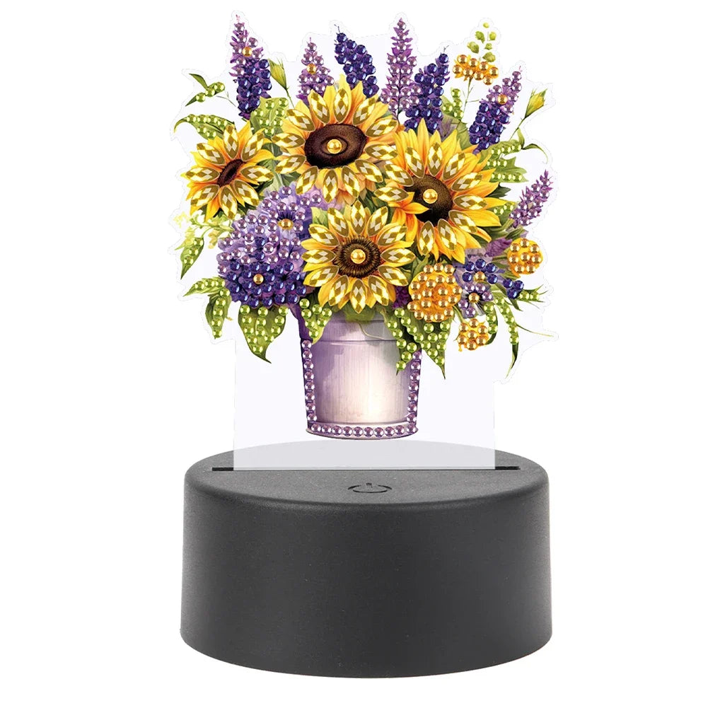 DIY Diamonds Painting Animals Table Lamp Handmade Diamond Mosaic Lamp LED Diamond Embroidery Night Lamp for Office Desktop Decor