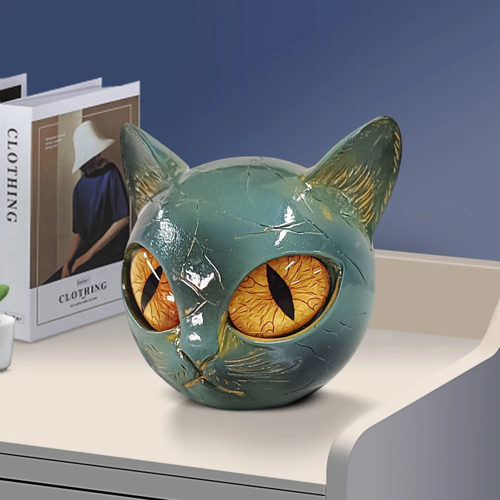 Decorative Cat Stone Figurine Marble Texture Cat Stone Kitten Sculpture for Keepsake Gift Office Desk Decor