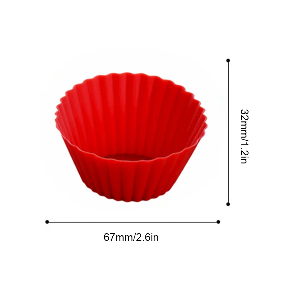 12 Pcs Bake Cupcake Mold Reusable Silicone Baking Cup Dessert Pudding Ramekin Holders Kitchen Baking Cup Muffin Cupcake Liners