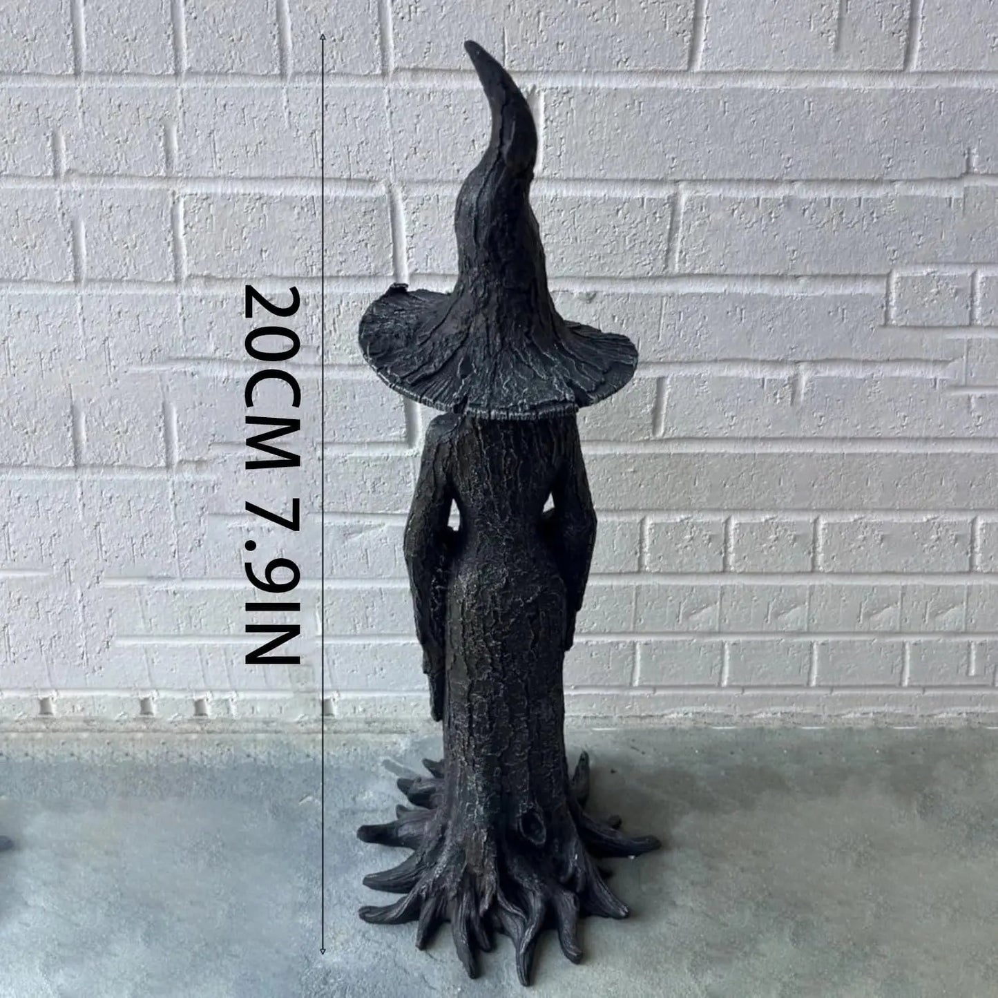 Cracker Barrel Witch Statue Gothic Halloween Resin Figurine Retro Magician Decor, Dark Fantasy Ornament, Festival Collectible
