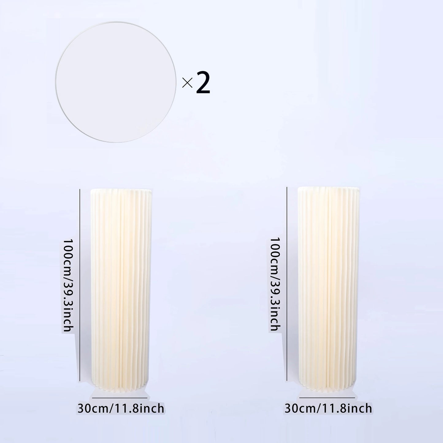 2 cylindrical flower stands, foldable PVC paper pillar display stand wedding center stand,suitable for birthday party decoration