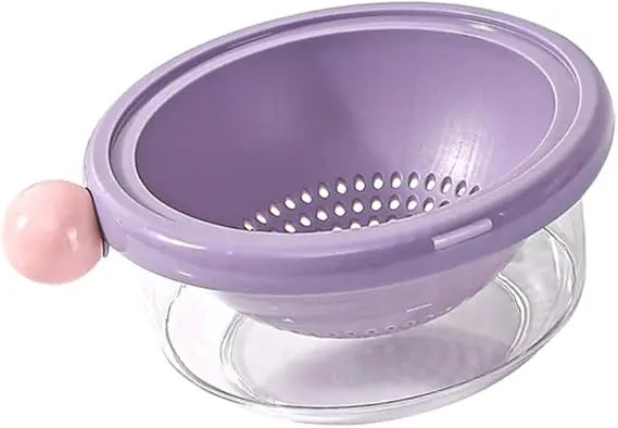 Kitchen Strainer Colander Bowl Drain Bowl Double Layer Home Multifunctional 2 in Colander Set for Food Mixing Salad, Violet 24x1