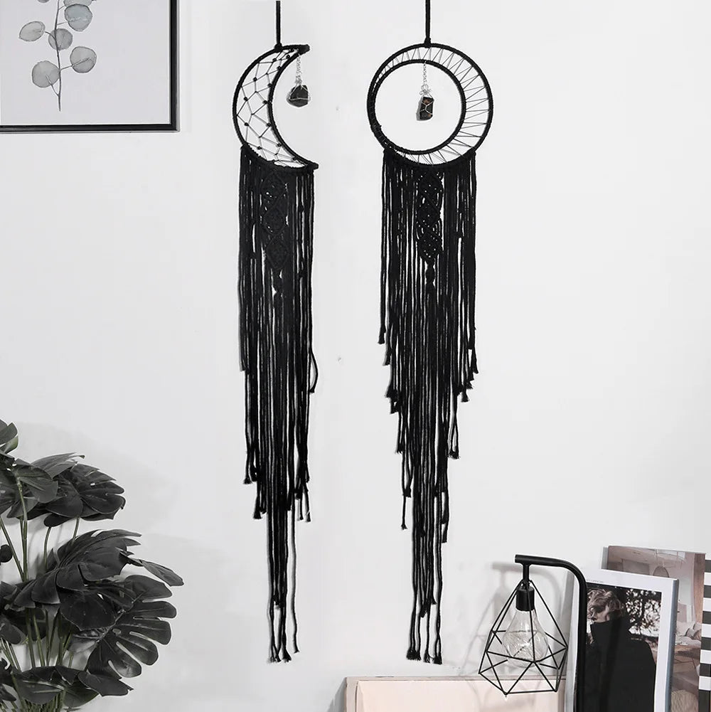 Nordic Bamboo Ring Cotton Thread Woven Tapestry Bohemian Wall Hanging Pendant Bedroom Living Room Decor