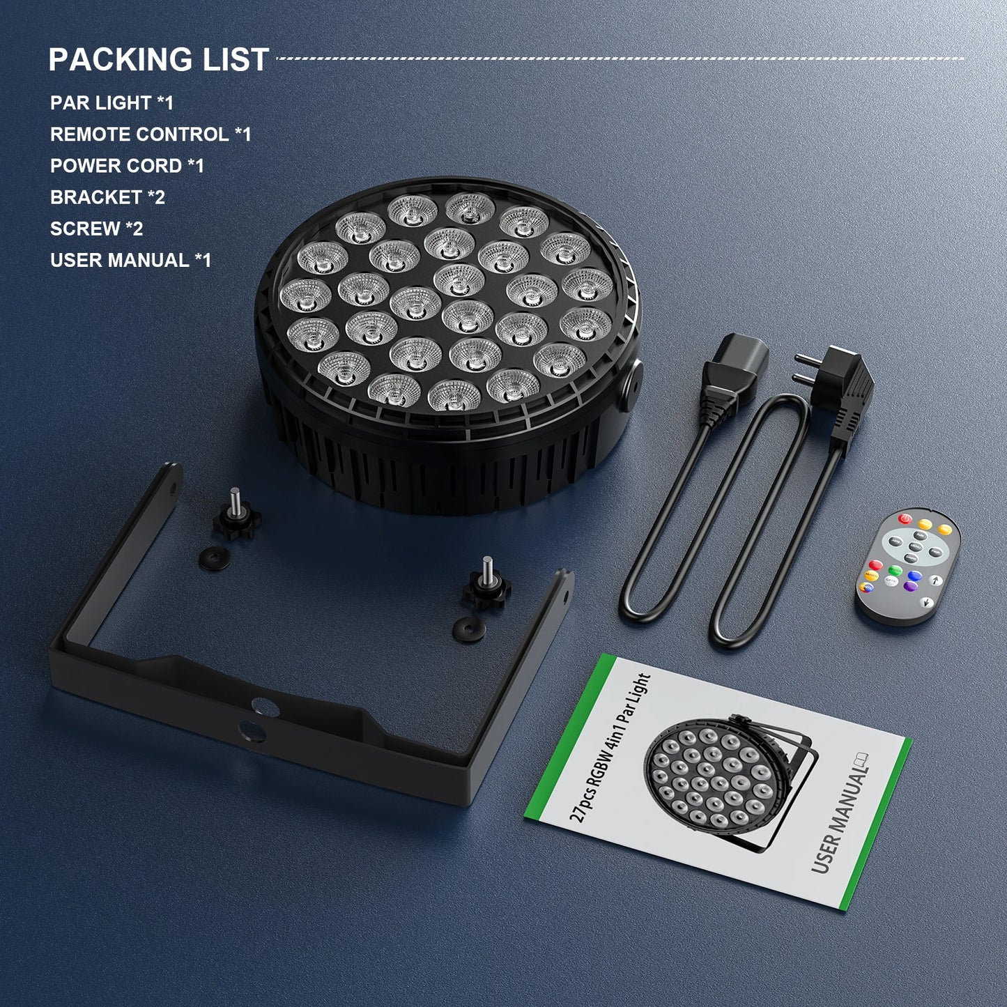 U'King 4PCS LED Flat Par Lighting 27x8W 4IN1 RGBW LED Par Light DMX512 Stage Light Effect for DJ Disco Bar Concert Christmas