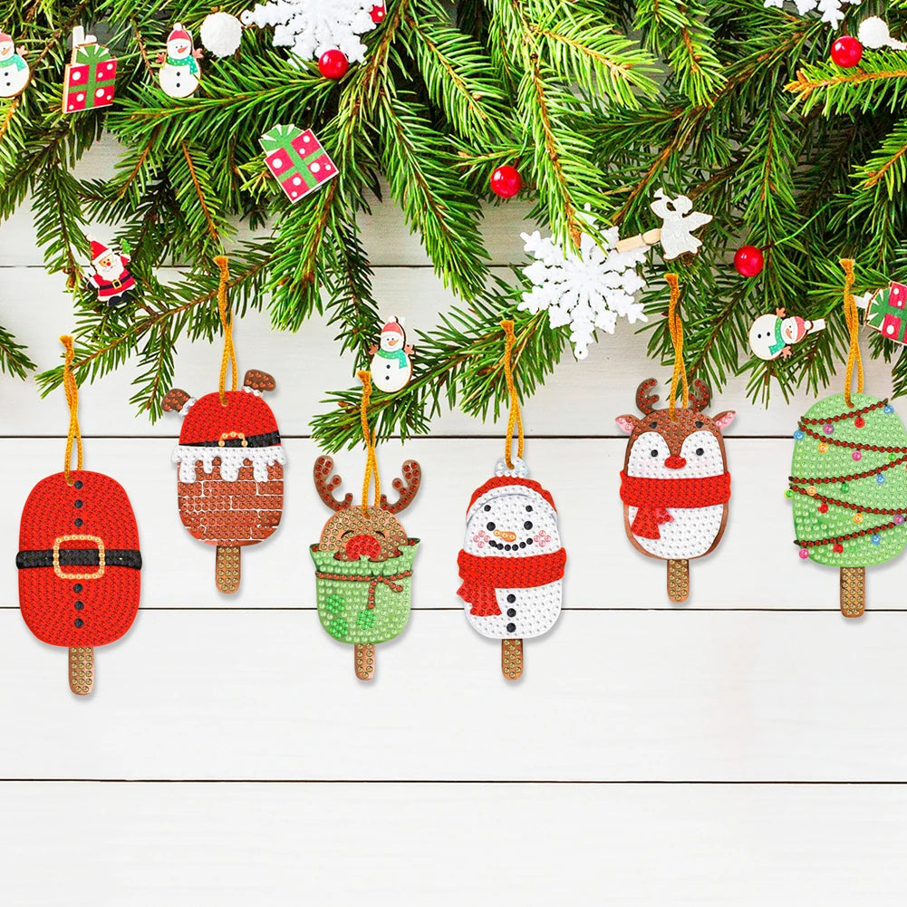 5/10Pcs/set Christmas Decor Diamond Painting Pendant Special-shaped Drill 5D DIY Hanging Ornament Spot Drill Cartoon Single Side