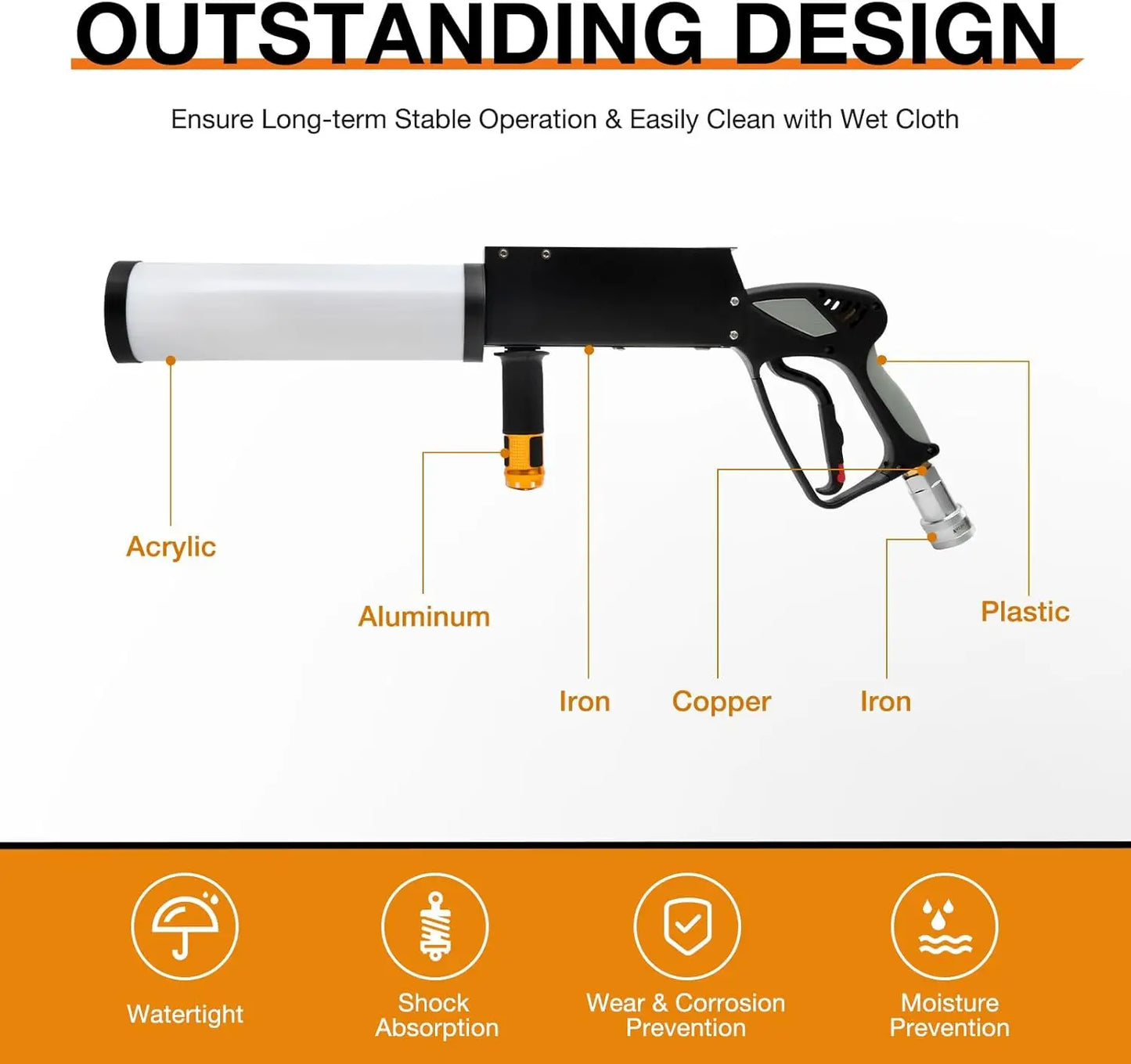 CO2 Handheld Fog Gun Smoke Machine with LED Lights Handheld CO2 Jet Machine with 3 Meter Gas Hose