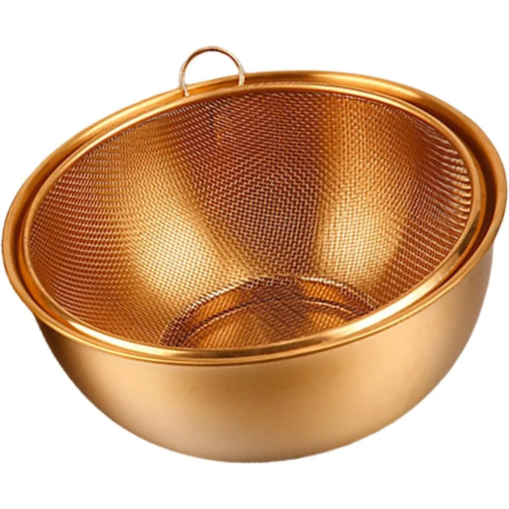 Stainless Steel Colander With Mixing Bowl Set Rusts Washer Strainer For Washing Pastas Vegetables And Fruits