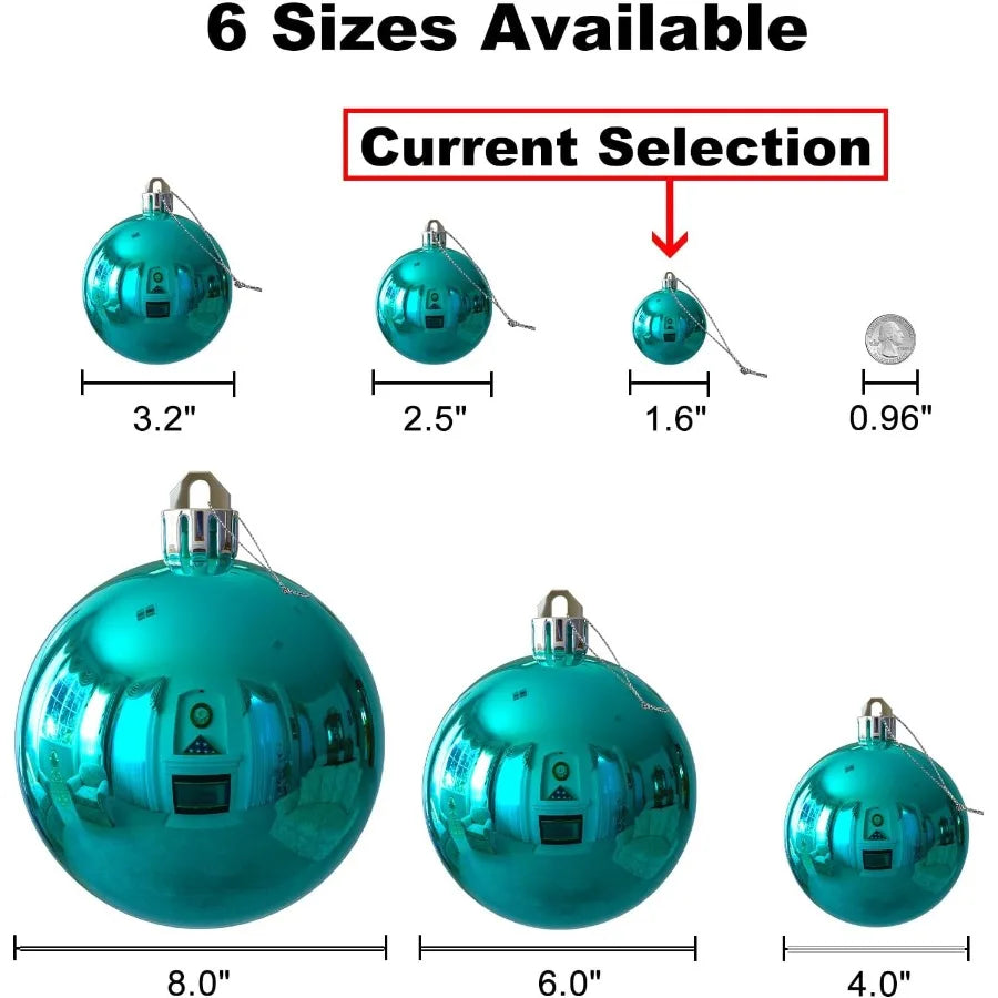 Christmas Balls Ornaments for Xmas Tree Shatterproof Christmas Tree Decorations Small Hanging Ball Teal 1.6in x 36 Pac